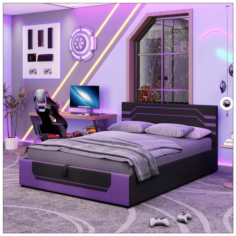 Base de lit de jeu hydraulique moderne, Purple+Black