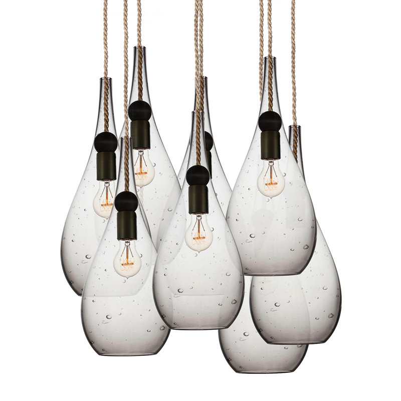 Earth 8 - Light Chandelier, Ship Rod, Seeded Glass, 96" H x 18" W x 18" D