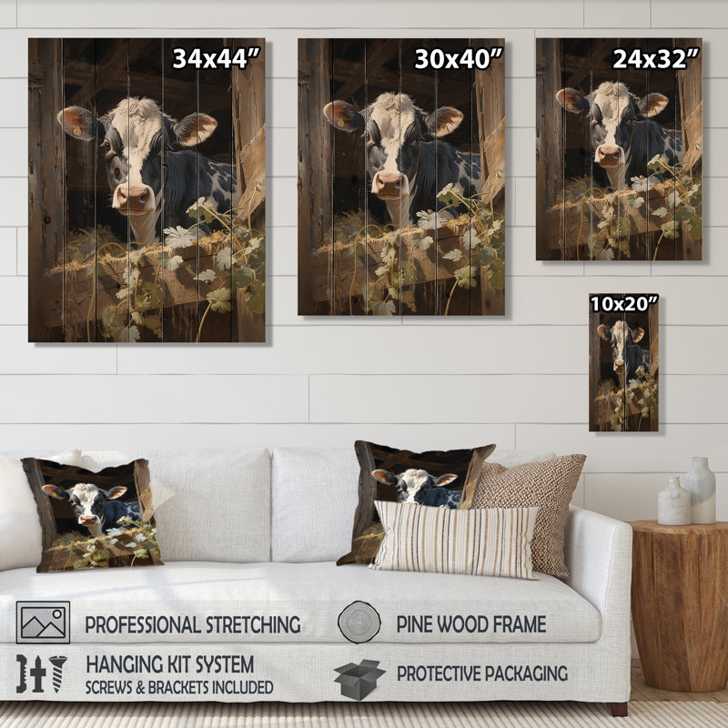 Collette - Animaux, reproduction sur bois de pin naturel, H 44 po x l 34 po