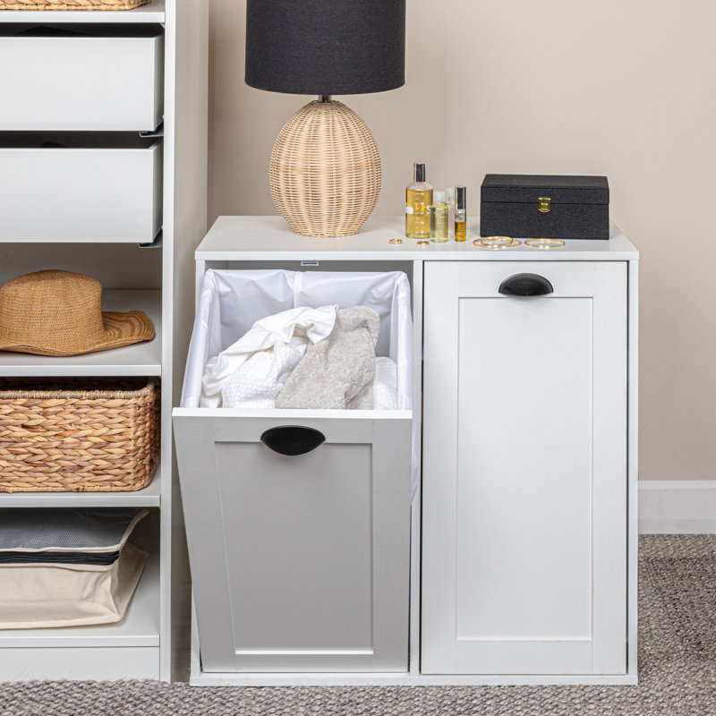 Tilt Out Laundry Sorter Cabinet, White