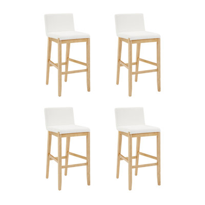 Exposed Back Upholstered Bar Stool with Solid Wood Legs, 4-Pack