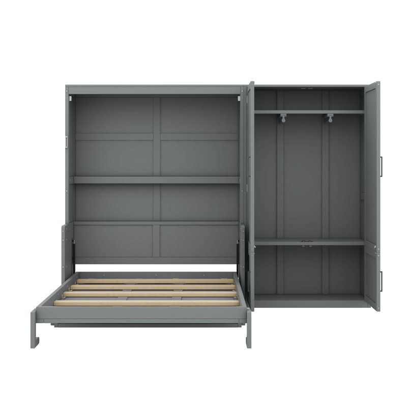 Grand lit escamotable élégant avec garde-robe intégré en douceur