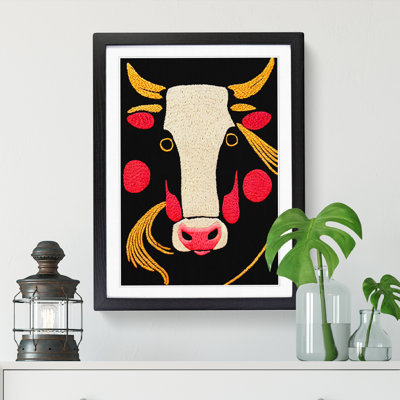 Hanan Cow Embroidery - Picture Frame Print