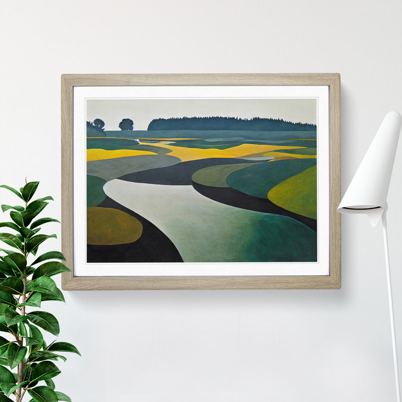 Lake View - Framed Print, 46cm H x 64cm W, Oak Framed