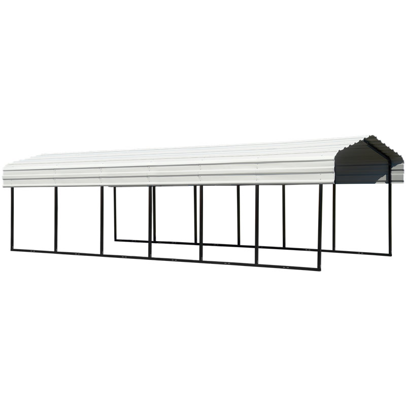 Galvanized Steel Carport, 10X29X7, 98.4" H x 120" W x 348" D, Eggshell