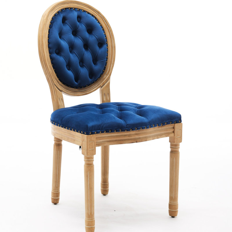 Chaises de salle à manger confortables avec mousse haute densité, chaises en velours bleu, pieds en bois massif,