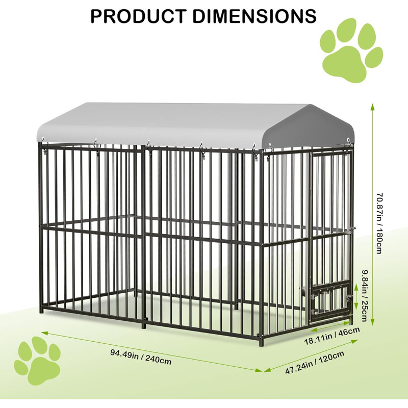 Grand chenil d'extérieur, cage pour chien robuste, H 6 po x l 4 po x P 8 po