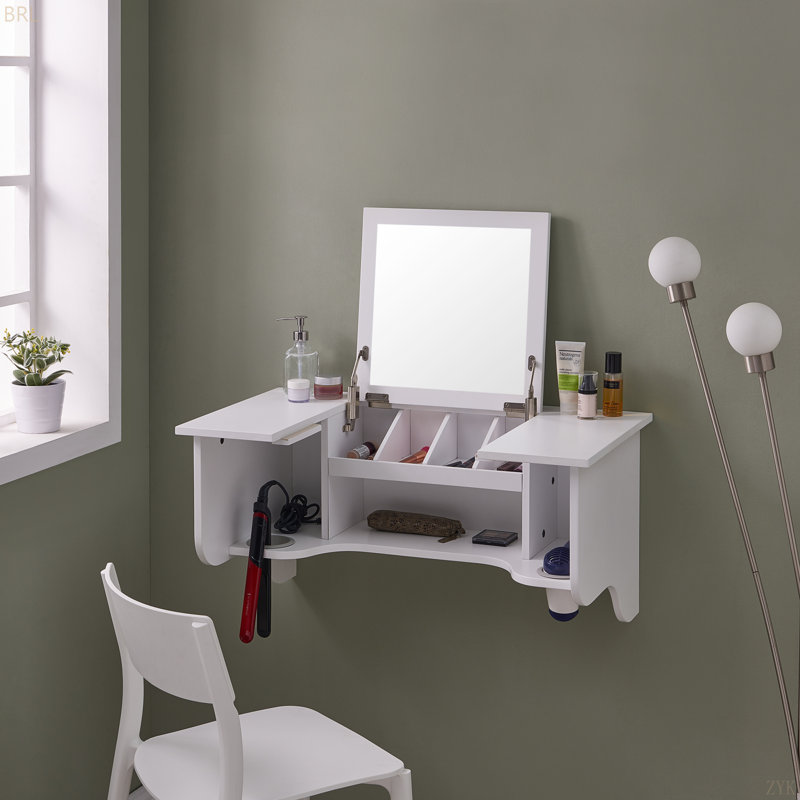 Wall Mount Ledge W/ Vanity Mirror - Transitional Style