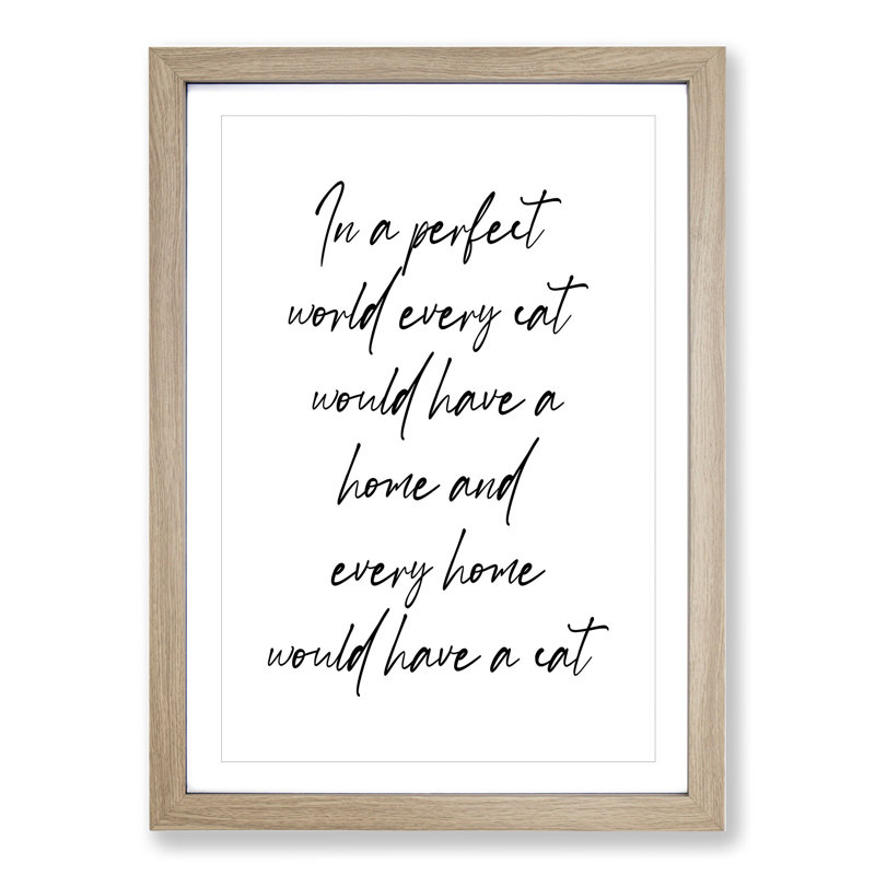 Cat - Picture Frame Typography, 90cm H x 65cm W x 2cm D, Oak Framed