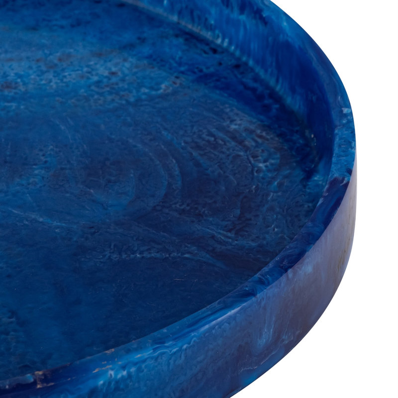Plateau rond en résine Lg Blue, Bleu