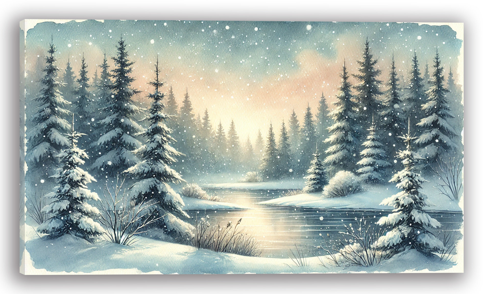 Union Rustic Silent Snowfall: Winter Forest Reflection Canvas Print ...