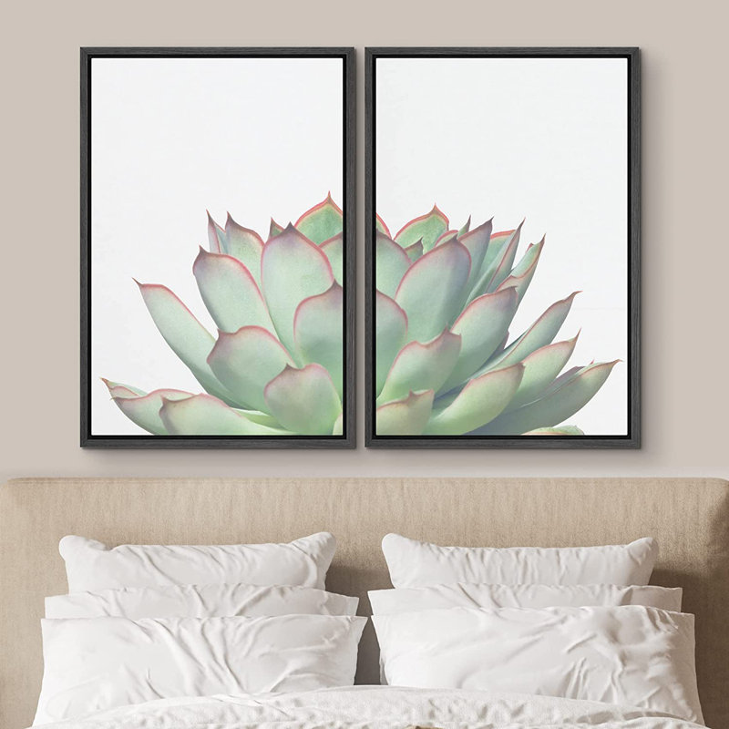 «Southwest Desert Succulent Nature Wilderness Realism», ensemble de 2 impressions encadrées sur toile, Noir