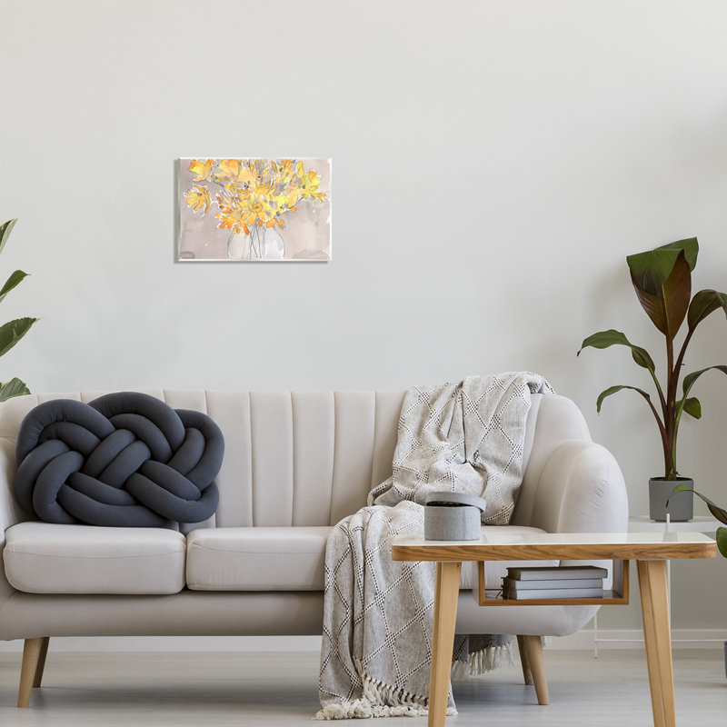«Yellow Scribble Style Bouquet Floater», art mural par Samuel Dixon, H 10 po x l 15 po x P 0,5 po, Bois
