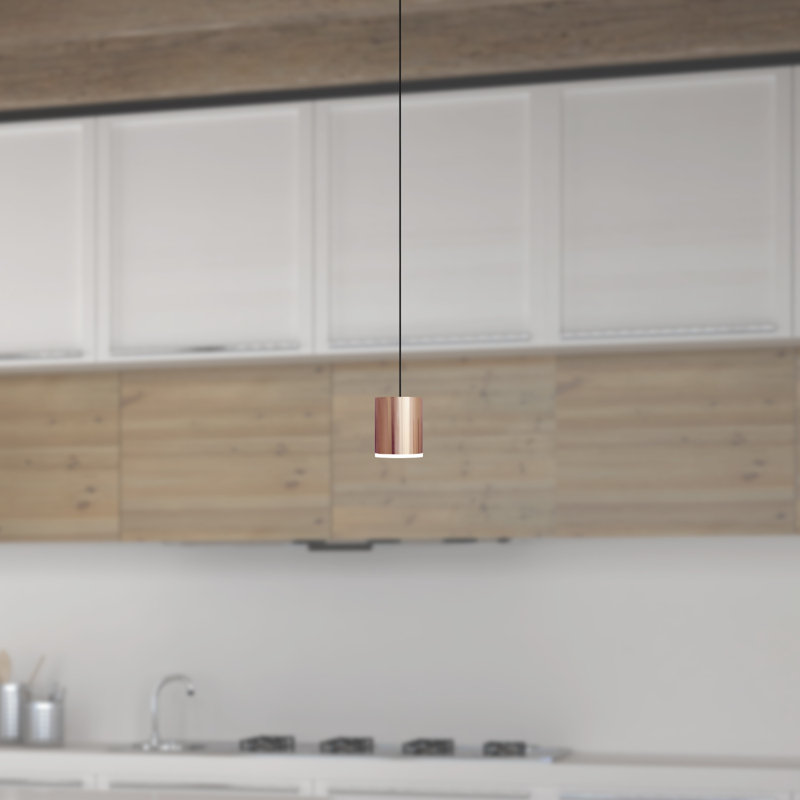 Luminaire suspendu tambour simple à 1 lumière Andromedae, Cuivre nickel