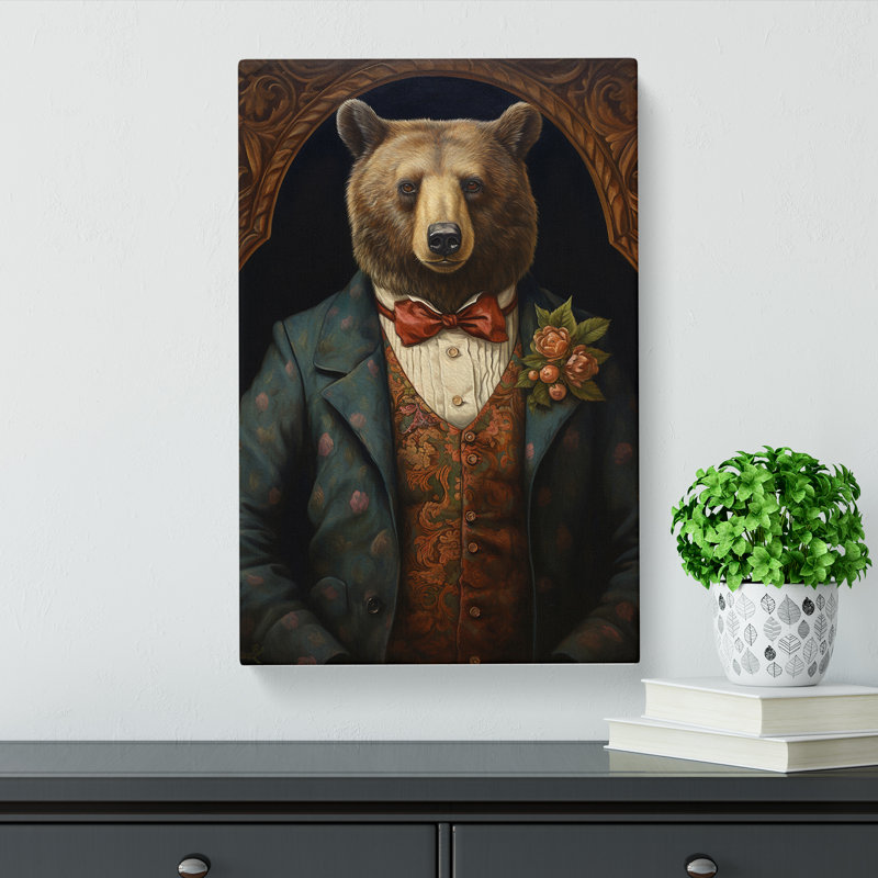 Bear Victorian Art - Wrapped Canvas, 50cm H x 35cm W x 3cm D
