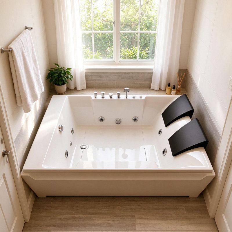 Baignoire d'hydromassage 72,83 "x 48,43" à jets d'hydromassage, certifiée UL UPC, 112,21 gallons Capacité pour 2 personnes