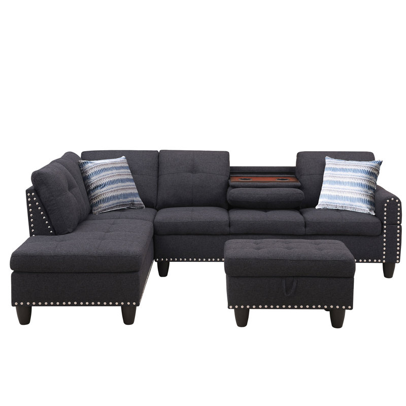 Canapé modulaire symétrique 97,5 po avec méridienne avec repose-pieds, Face à la gauche