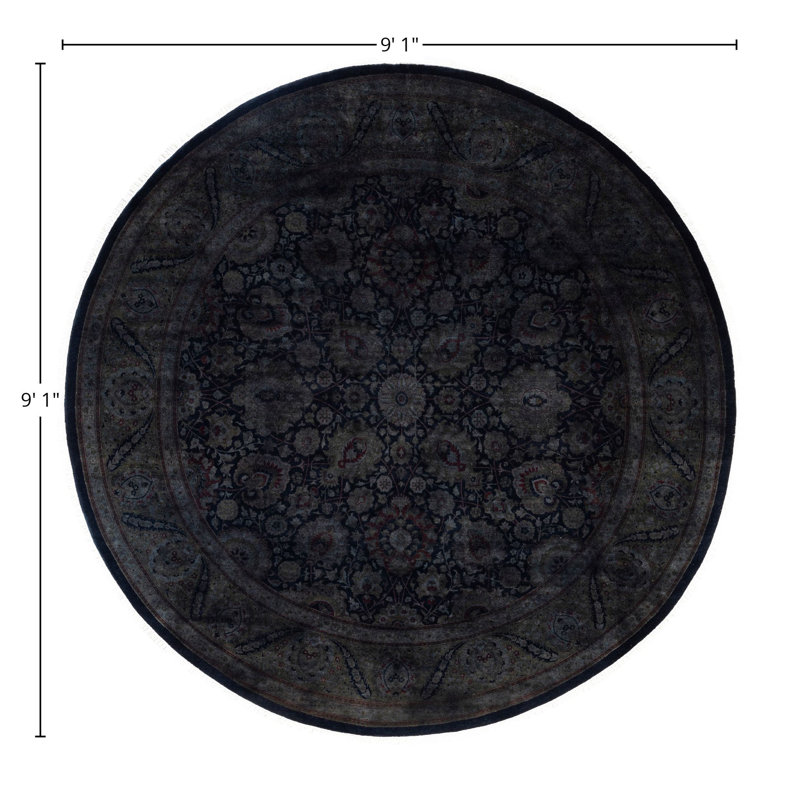 Huckstep One-of-a-Kind 9' 1" X 9' 1" Round Wool Area Rug Black