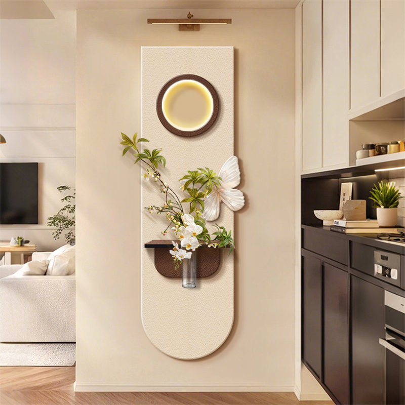 Art mural en bois manufacturé brun et blanc, H 39,37 po x l 13,78 po