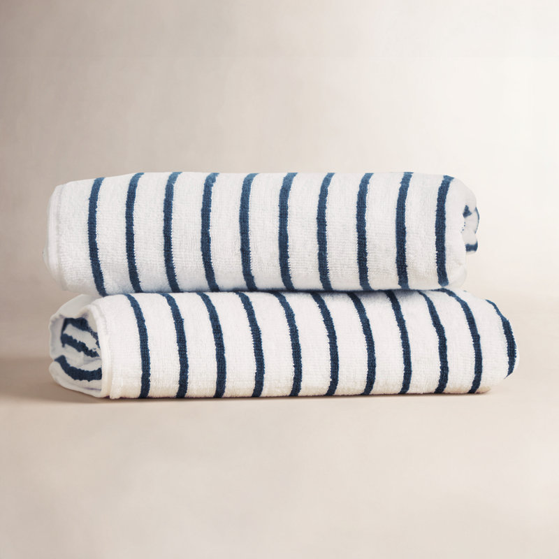 Serviette de plage 100% coton Carley Carley, Bleu marine
