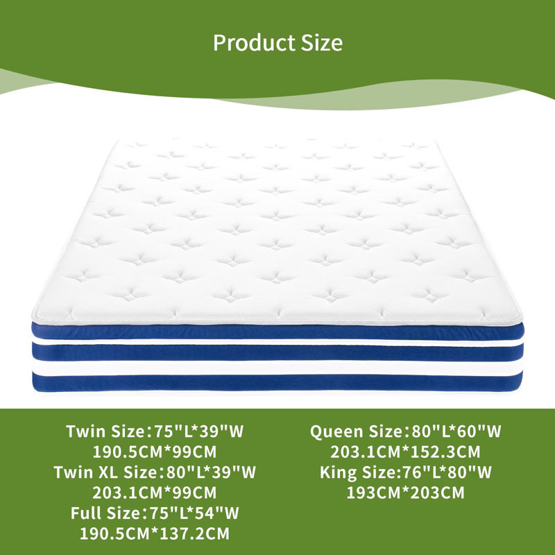 Mattress, 10 Inch Gel Memory Foam Pocket Coils Springs Hybrid Mattresses, Medium Firm Bed Mattress in a Box, CertiPUR-US Certified, Cool & Support Comfort