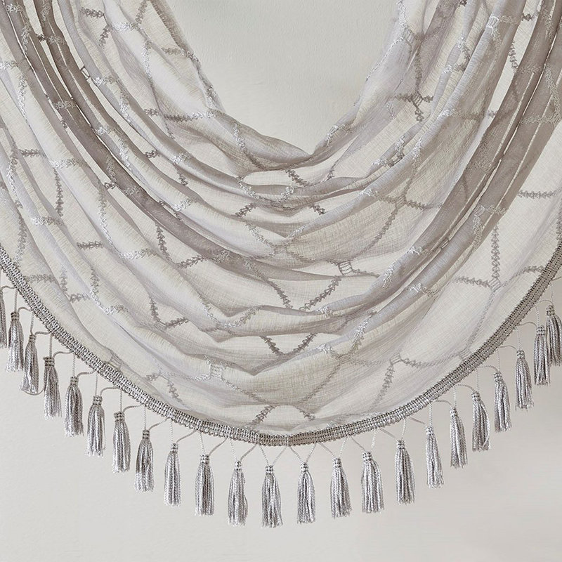 Cantonnière diamant brodée transparente 38 x 46 po, Gris