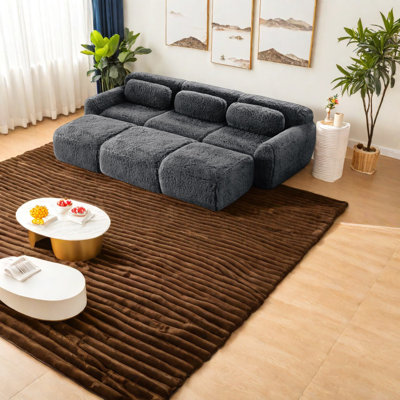 Soft 3-seater Sofa, Plush Fabric, Modern Anti-slip Design For Home