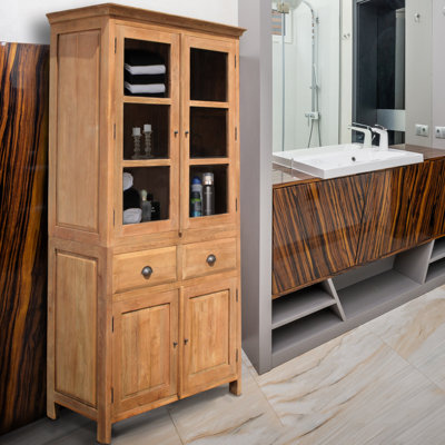 Armoire à linge en bois massif l 43 po x H 85 po x P 19 po Sumatra