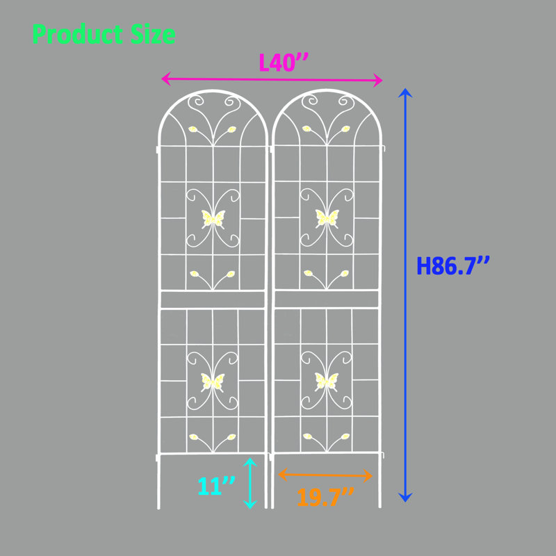 Ensemble de 2 porte-plantes en treillis de jardin en métal blanc crème 86,7 po x 19,7 po antirouille 86,7 po x 19,7 po, blanc