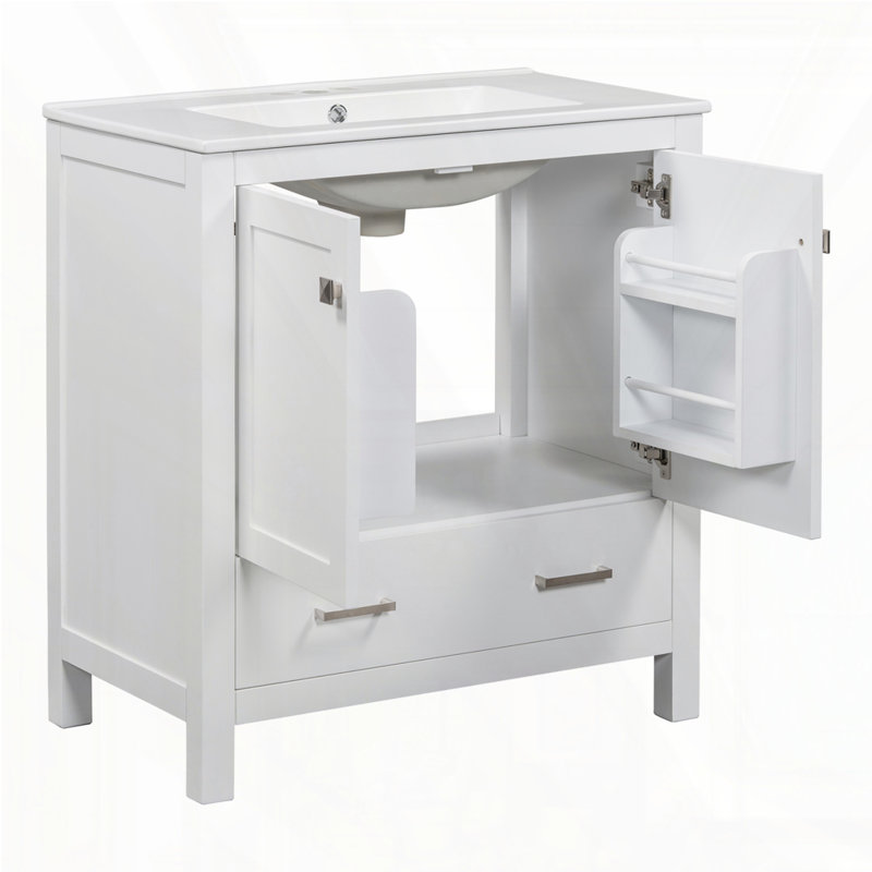 60" Bathroom Vanity Set with Double Vanities, Silver, White
