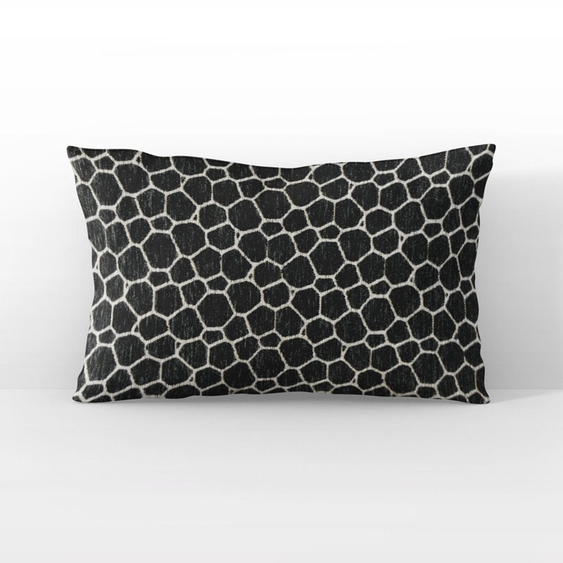 Coussin Plutus Opulence, Noir / blanc géométrique, H 12 po x l 20 po, Forme rectangulaire