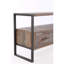 Console 60 po en bois récupéré avec 3 tiroirs et tablette ouverte, finition antique, bois massif, table de télévision multimédia de 60 po de profondeur, tiroirs en pouces, gris