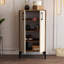 Armoire à chaussures moderne avec pieds en métal, noyer et crème, 23,6 po x 43,7 po x 13,8 po | 100% panneau de particules enduit de mélamine, épaisseur: 0,7 pouce | Nombreuses tablettes, solution de rangement murale, élégante et fonctionnelle-224505055
