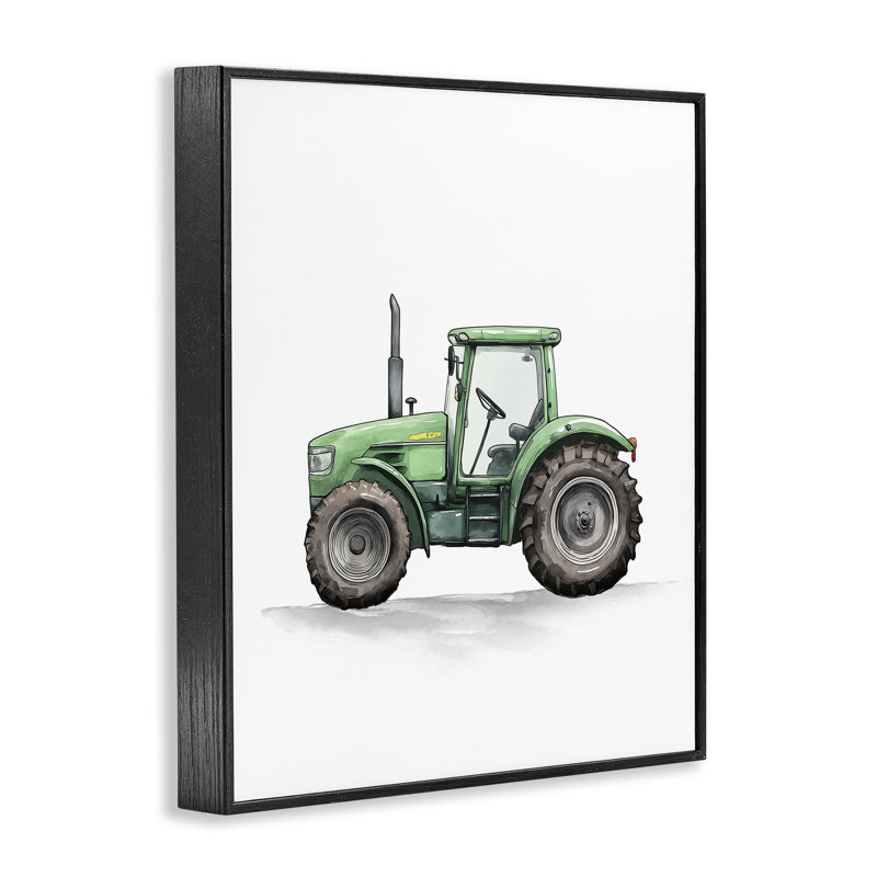 Giclée de camion vert en état de marche, par Christine Simpson Art, H 14 po x l 11 po, Giclée encadrée noir minuit