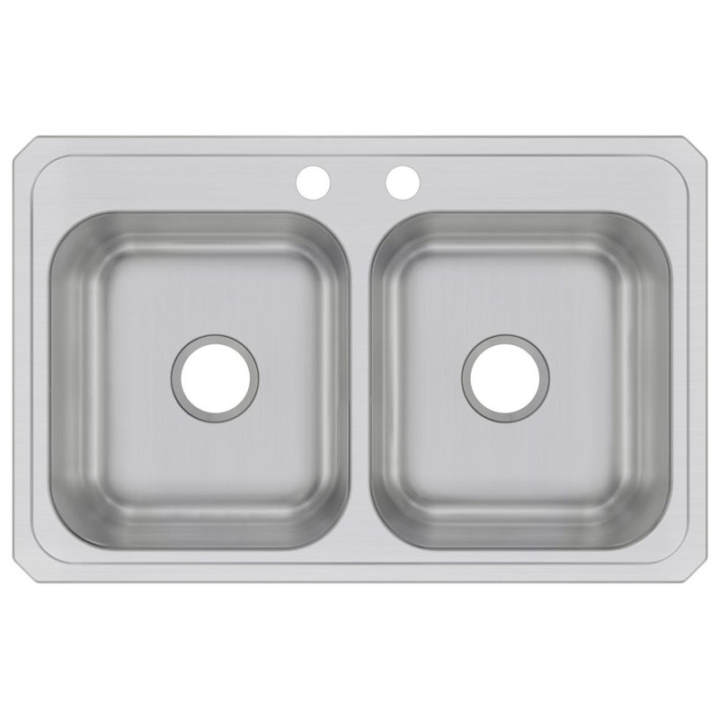 Celebrity 33" L x 21" W Double Basin Drop-in Kitchen Sink, 2 hole