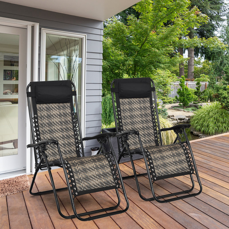 Akman 155 cm Long Sun Lounger with Cushions Patio Chaise Lounge