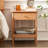 Nightstand, Solid Oak Wood Night Stand with Drawer and Open Shelf, Modern Bedside Table with Brass Handle and Wooden Sliding Rail, Small Side Table for Bedroom, Living Room-1150662898