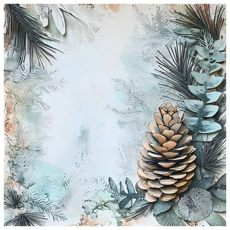 Tapisserie murale «Pinecone Eucalyptus Arrangement» - Décoration murale pomme de pin, H 104 po x 88 avec 4 œillets