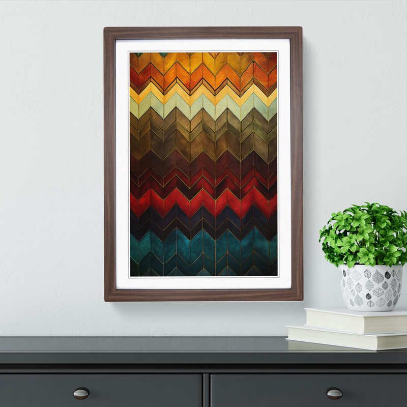 Chevrons Victorian - Single Picture Frame Print on Wood, Walnut Framed, 34cm H x 25cm W x 2cm D