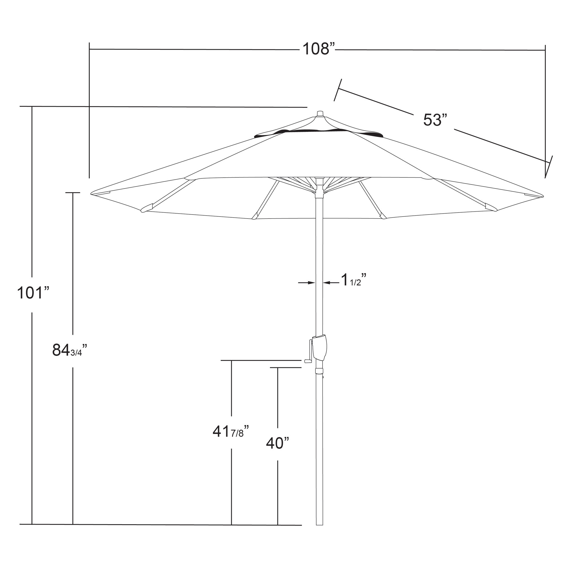 Stevie 108'' Outdoor Umbrella, Terrace Fern Performance