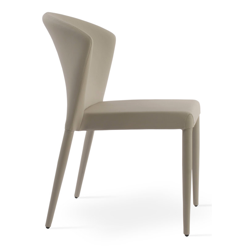 Capri Full Upholstered Stackable Chair, Bone Faux Leather