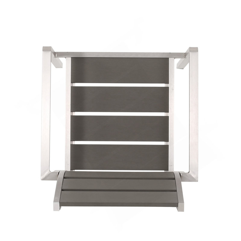 Chaise de salle à manger d'extérieur moderne en aluminium avec siège en faux bois (ensemble de 2), gris et argent