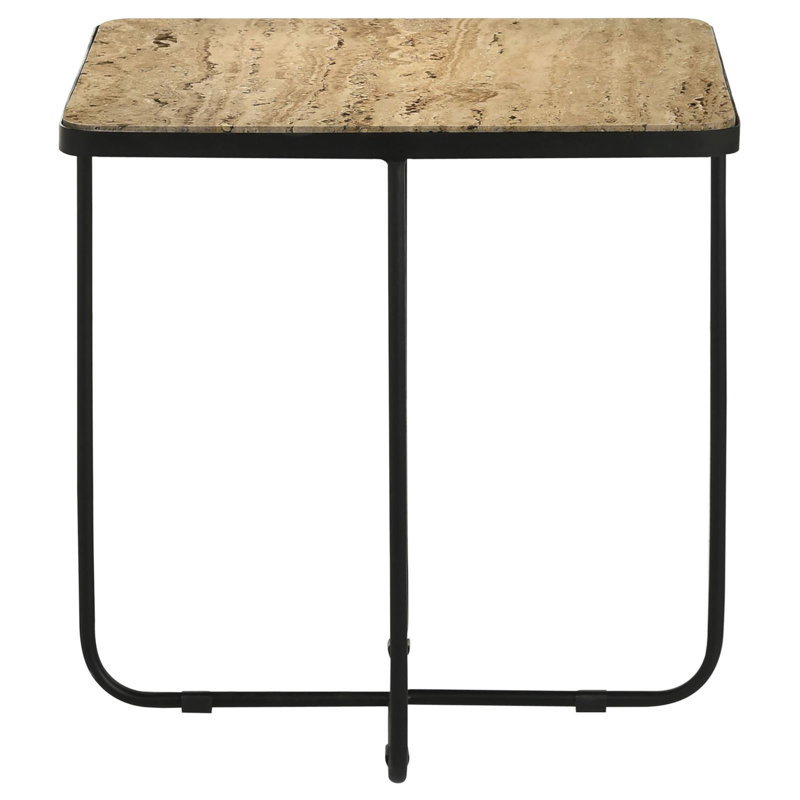 Table d'appoint en travertin et noir