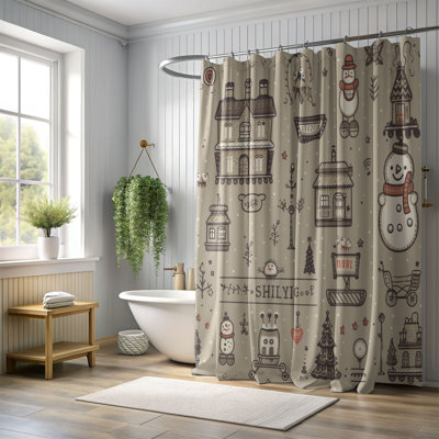 Glacial Snowman Design - Premium Shower Curtain