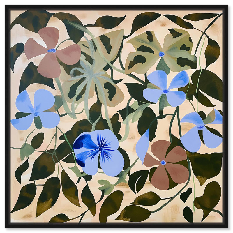 Art floral tropical sur toile Rhythic Blooms par Art Remedy, H 13 po x l 13 po, Cadre flottant noir
