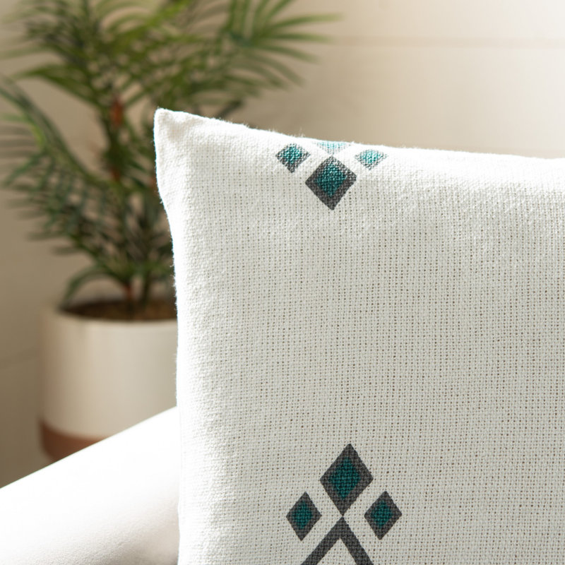 Lancia Beige and Black 20" Cotton Geometric Pillow