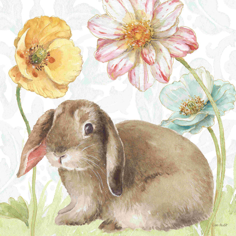 Spring Softies Bunnies III - brun / bleu, H 30 po x l 30 po