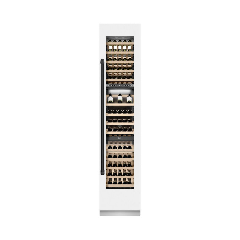 ZLINE Autograph 18 in. 9.0 cu. ft. Triple Zone 68 Bottle Hinge Column Wine Cooler in White Matte with Accents, Left Handed