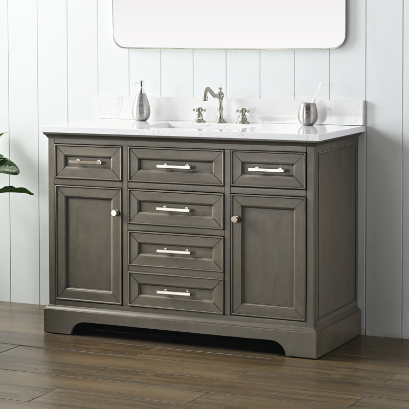 Ensemble de meuble-lavabo simple 48 po Currahee, Gris argenté / nickel brossé