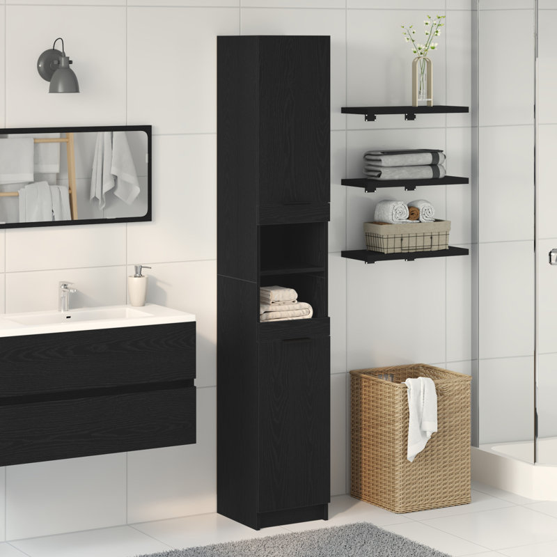 Armoire de salle de bain avec tablette vidaXL chêne noir 12,60 po x 13,39 po x 74,21 po